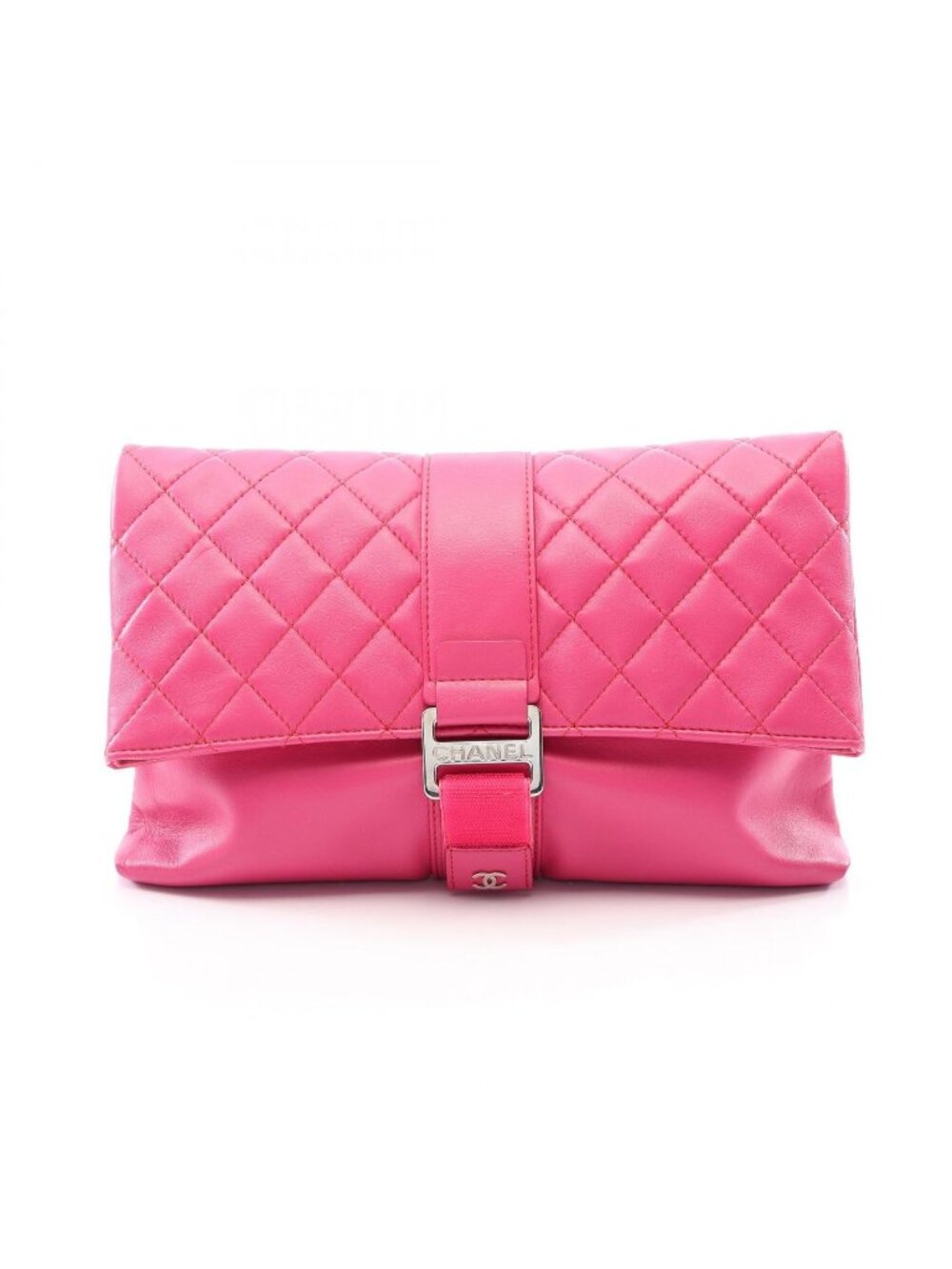 Chanel Clutch Quilted Fuchsia Pink Lambskin